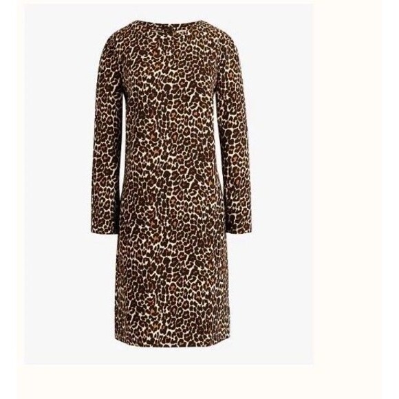 J.Crew Womens Sz 6 3/4 Sleeve Crepe Shift Dress Leopard Print K2150 Casual Party - Picture 9 of 9